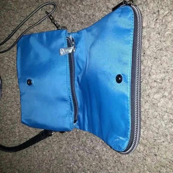 CO-LAB BY CHRISTOPHER KON-Blue Nylon Foldover-Shoulder/Crossbody Bag-Excellent - Picture 6 of 7